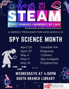 STEAM-Spy Science Month @ South Branch