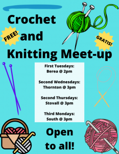 Crochet and Knitting Meet-up @ Stovall Branch Library