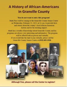 History of African Americans in Granville County @ Granville Senior Center