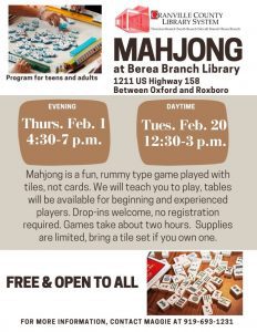 Mahjong @ Berea Library