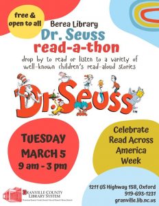 Dr. Seuss Read-a-thon @ Berea Branch Library
