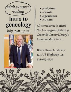 Intro to Genealogy with Mark Pace @ Berea Branch Library
