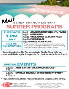 Berea Adult Summer Programs @ Berea Branch