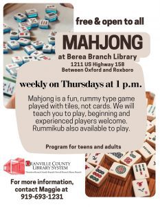 Mahjong @ Berea Branch Library